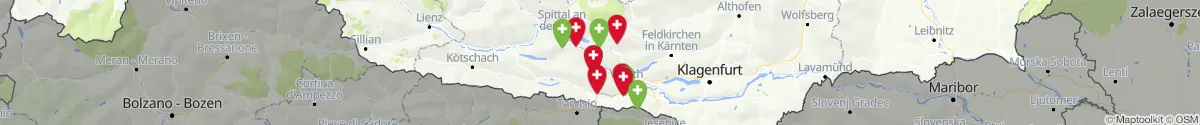 Kartenansicht für Apotheken-Notdienste in der Nähe von Fresach (Villach (Land), Kärnten)